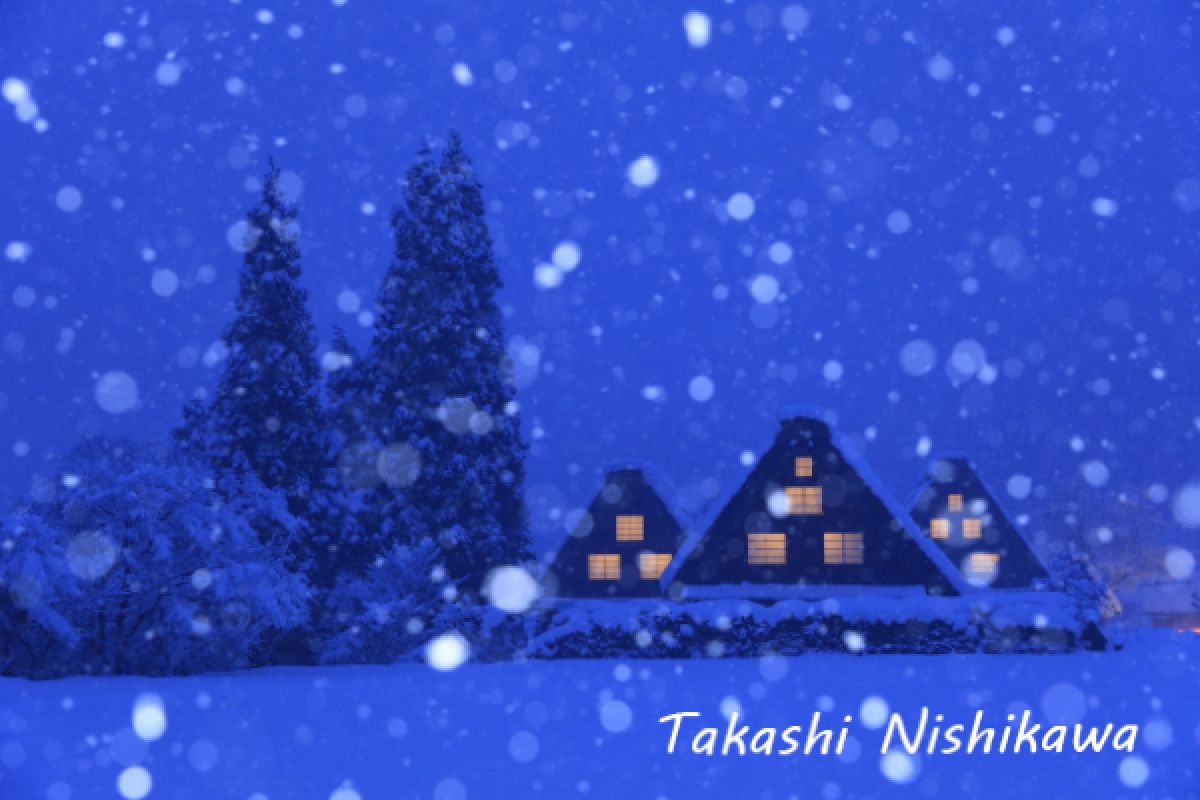 ★雪降る夜の白川郷・肉筆油彩画・F6キャンバス 楽天市場】絵画 油絵 雪の白川郷 （原田信夫） 送料無料 【肉筆