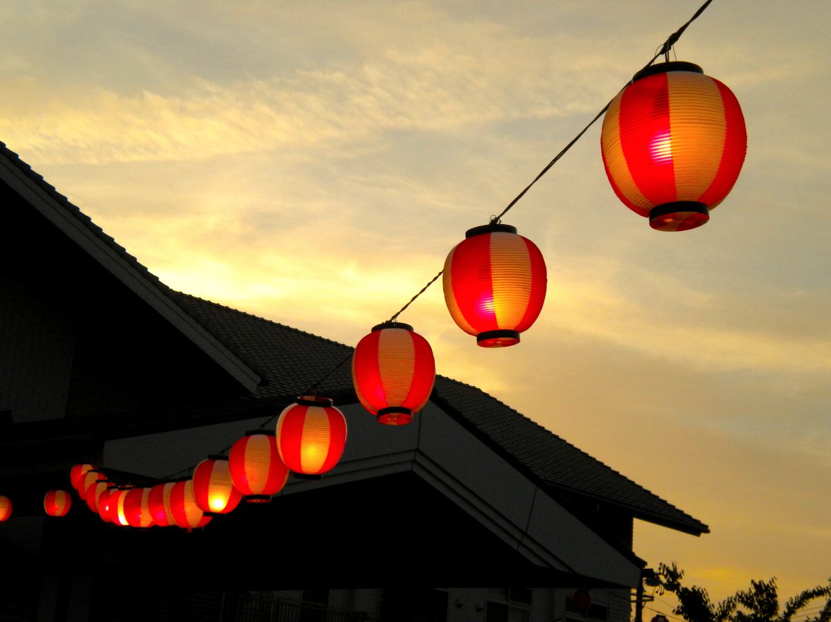 祭提灯と夕焼け 自然 風景 その他 Ganref